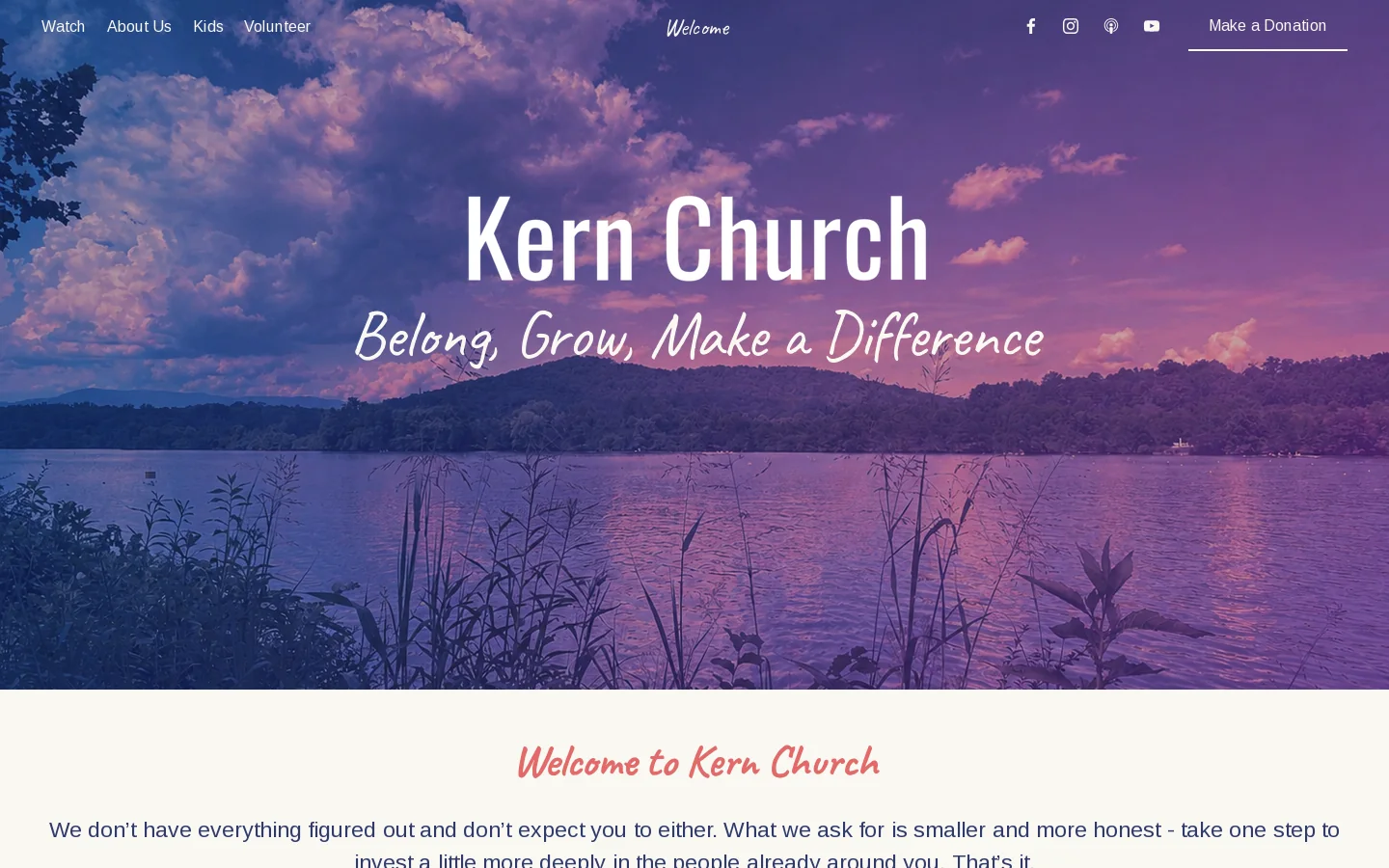 Welcome Homepage screenshot