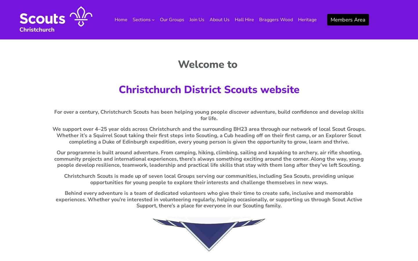 Christchurch Scouts Homepage screenshot
