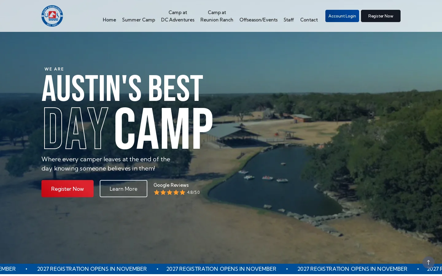Camp Doublecreek Homepage screenshot