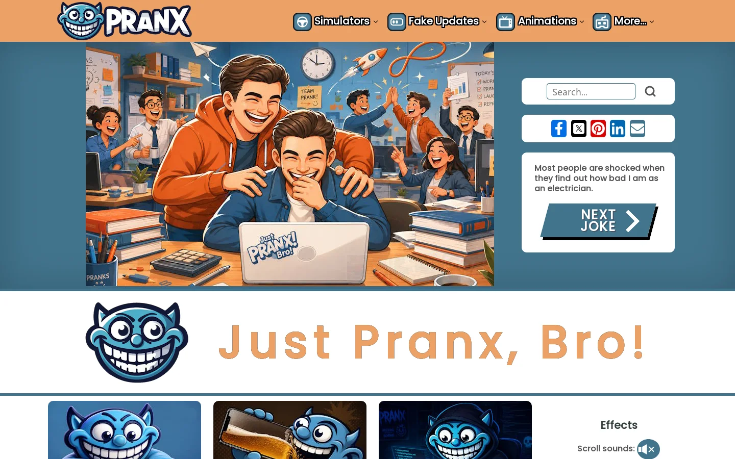 Online Computer Pranks 😈😂 | Just Pranx, Bro! Homepage screenshot