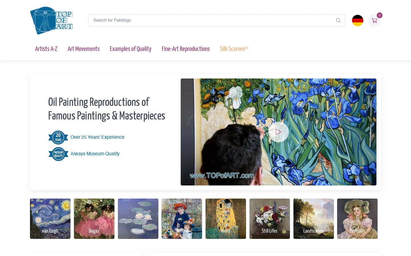 TOPofART Homepage screenshot