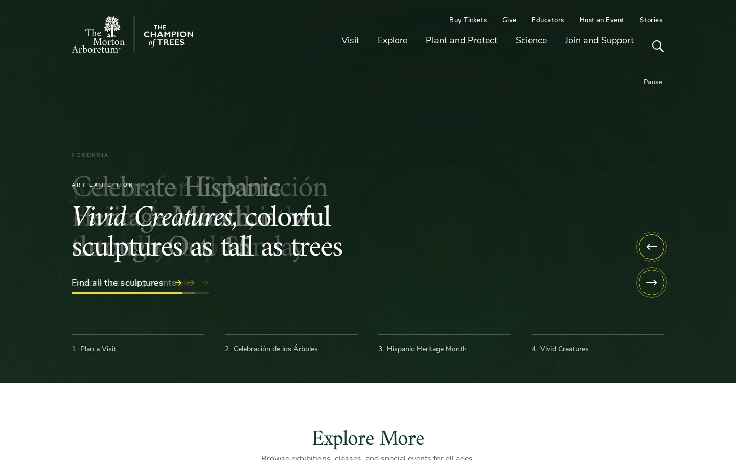 The Morton Arboretum Homepage screenshot