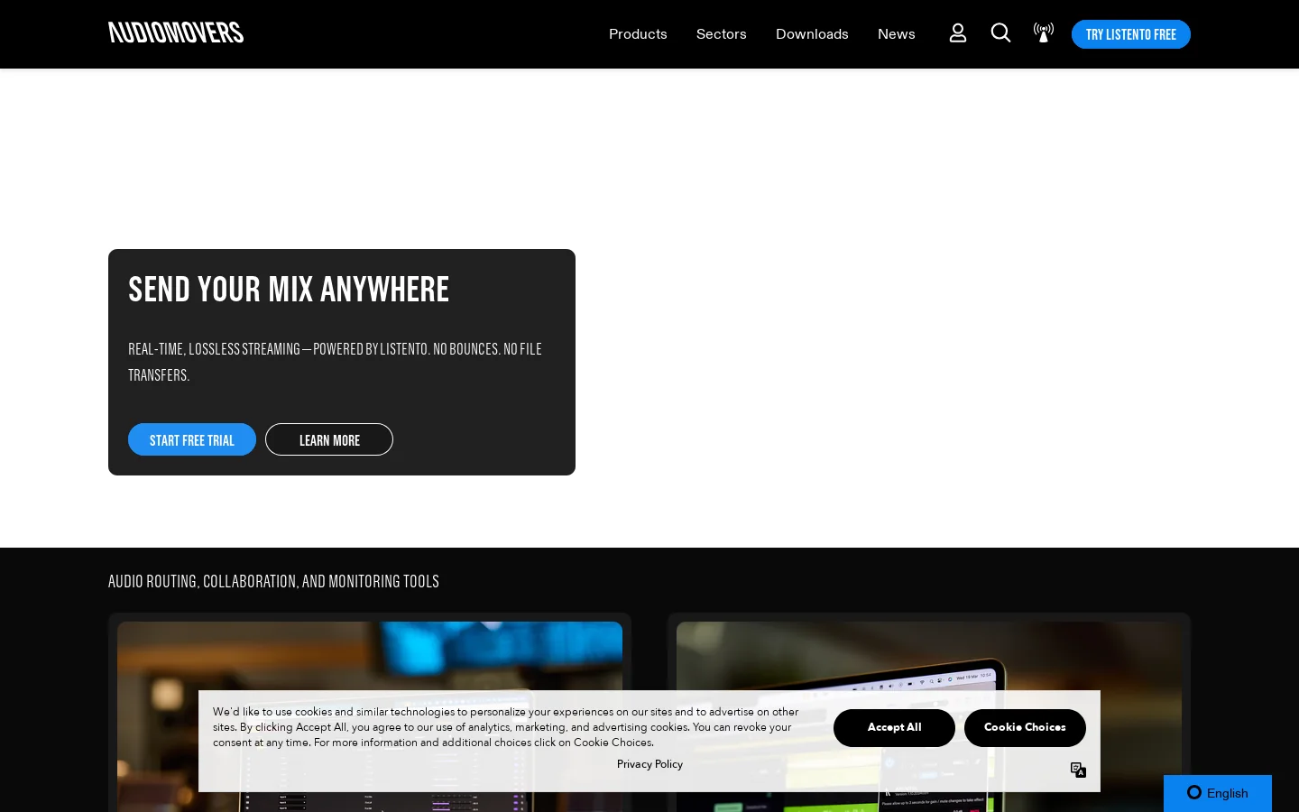 Audiomovers Homepage screenshot