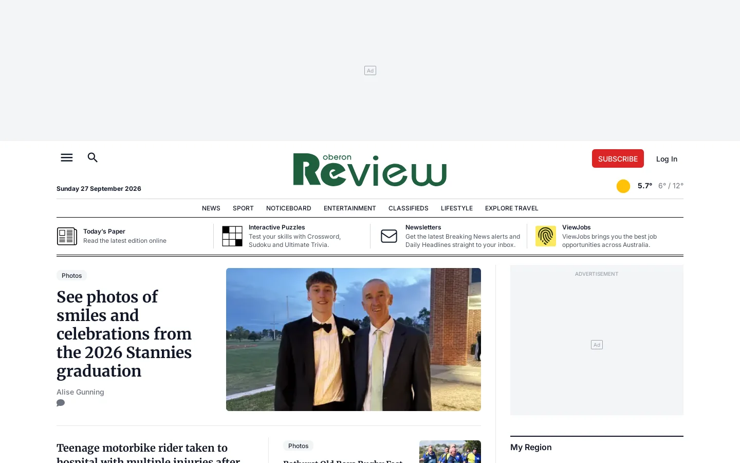 Oberon Review Homepage screenshot