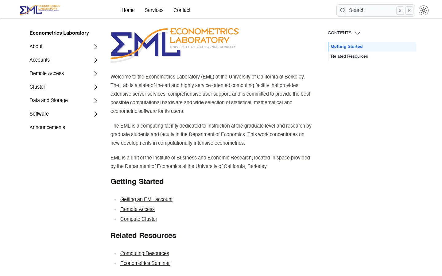 Econometrics Laboratory Homepage screenshot