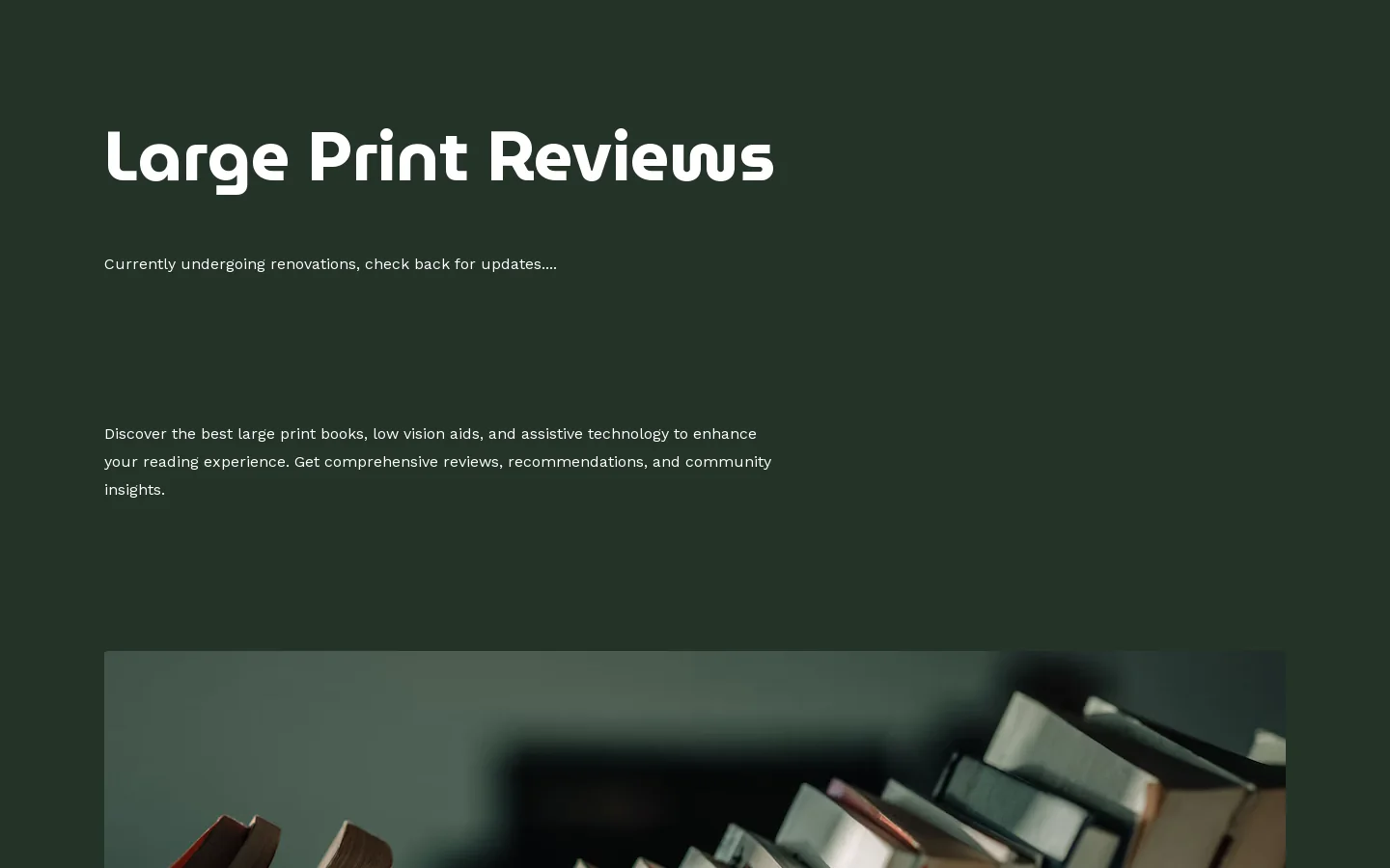 Large Print Reviews Homepage screenshot