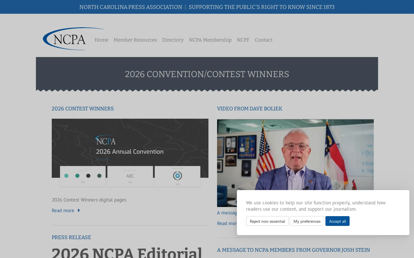 North Carolina Press Association Homepage screenshot