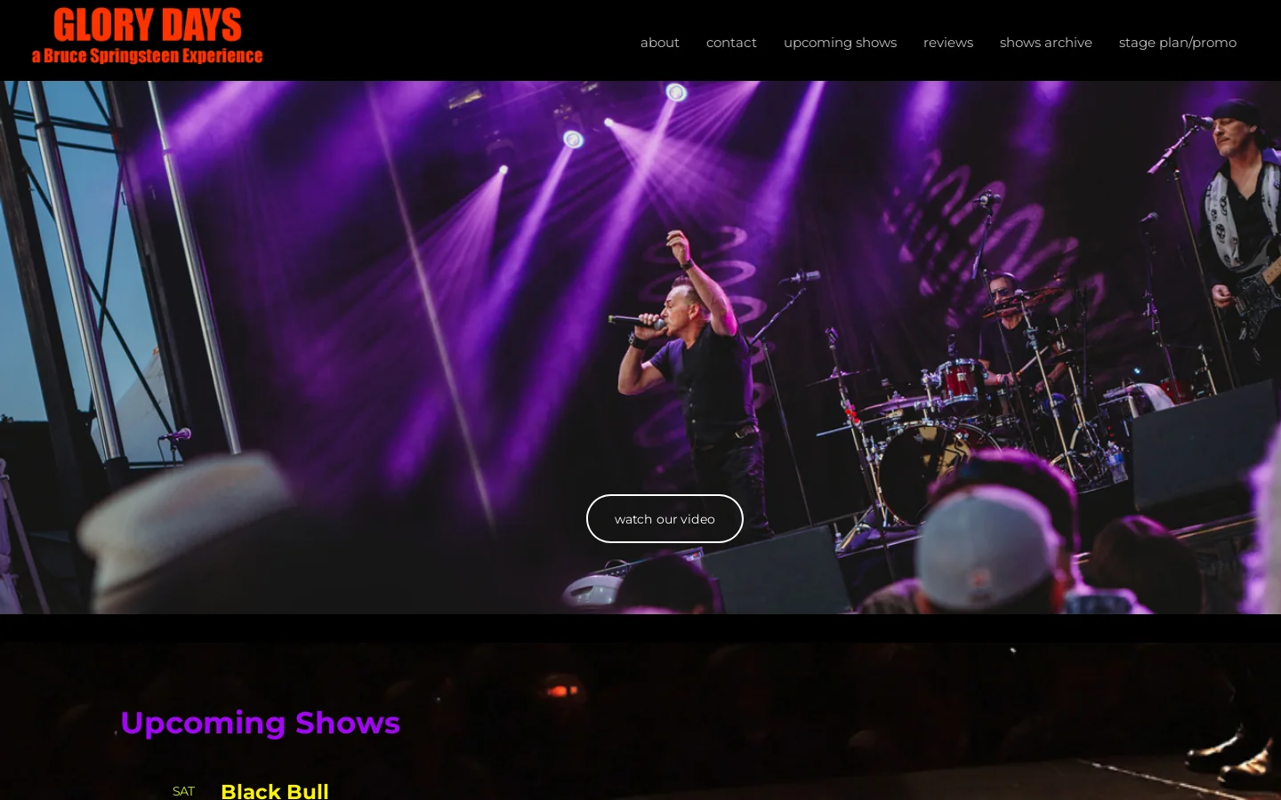 Glory Days Homepage screenshot