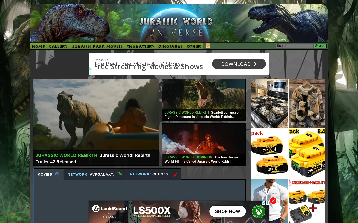 Jurassic World Universe Homepage screenshot