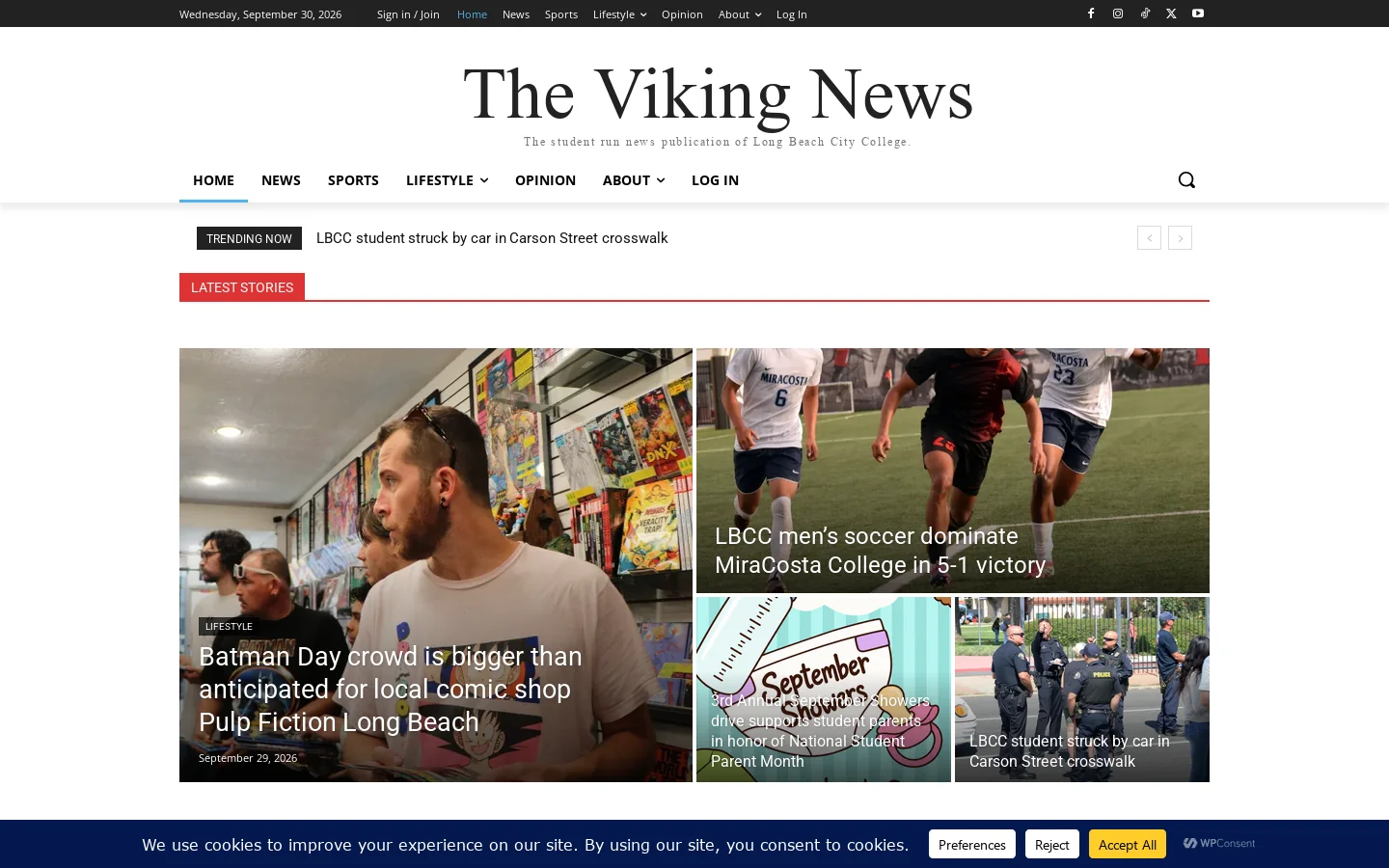 LBCC Viking News Homepage screenshot