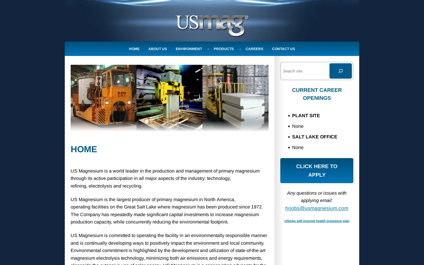 US Magnesium LLC Homepage screenshot