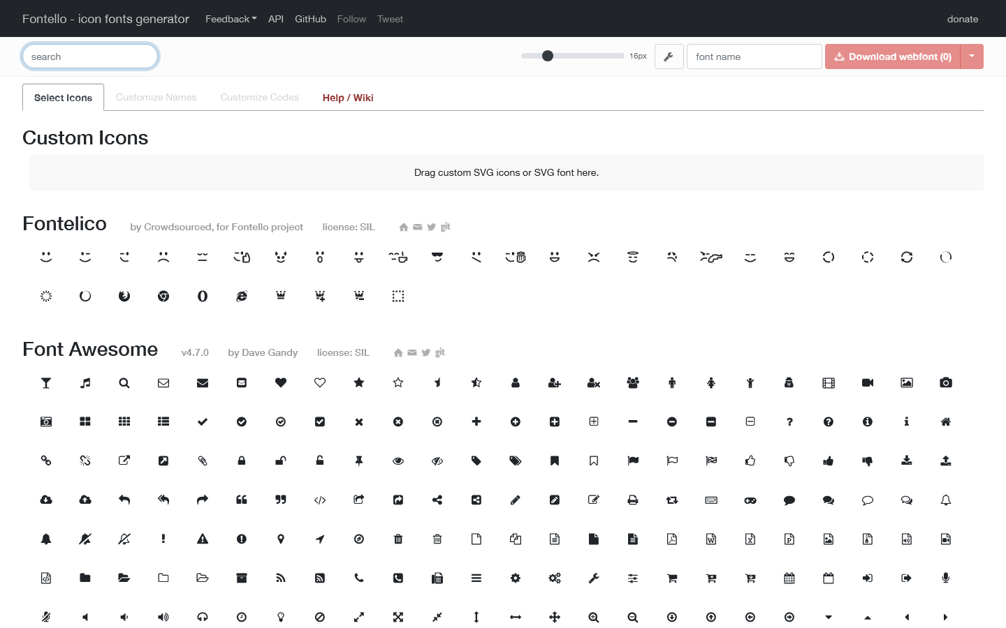 Fontello Homepage screenshot