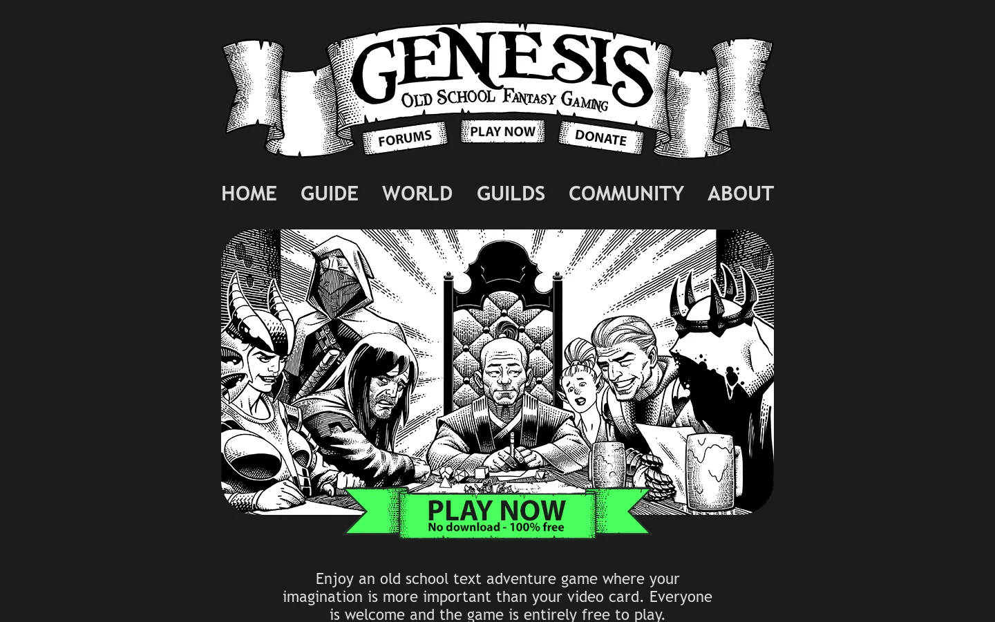 Genesis MUD Homepage screenshot