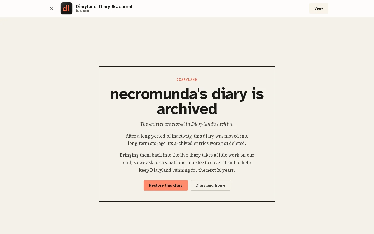 Diaryland - Online diary/journal Homepage screenshot