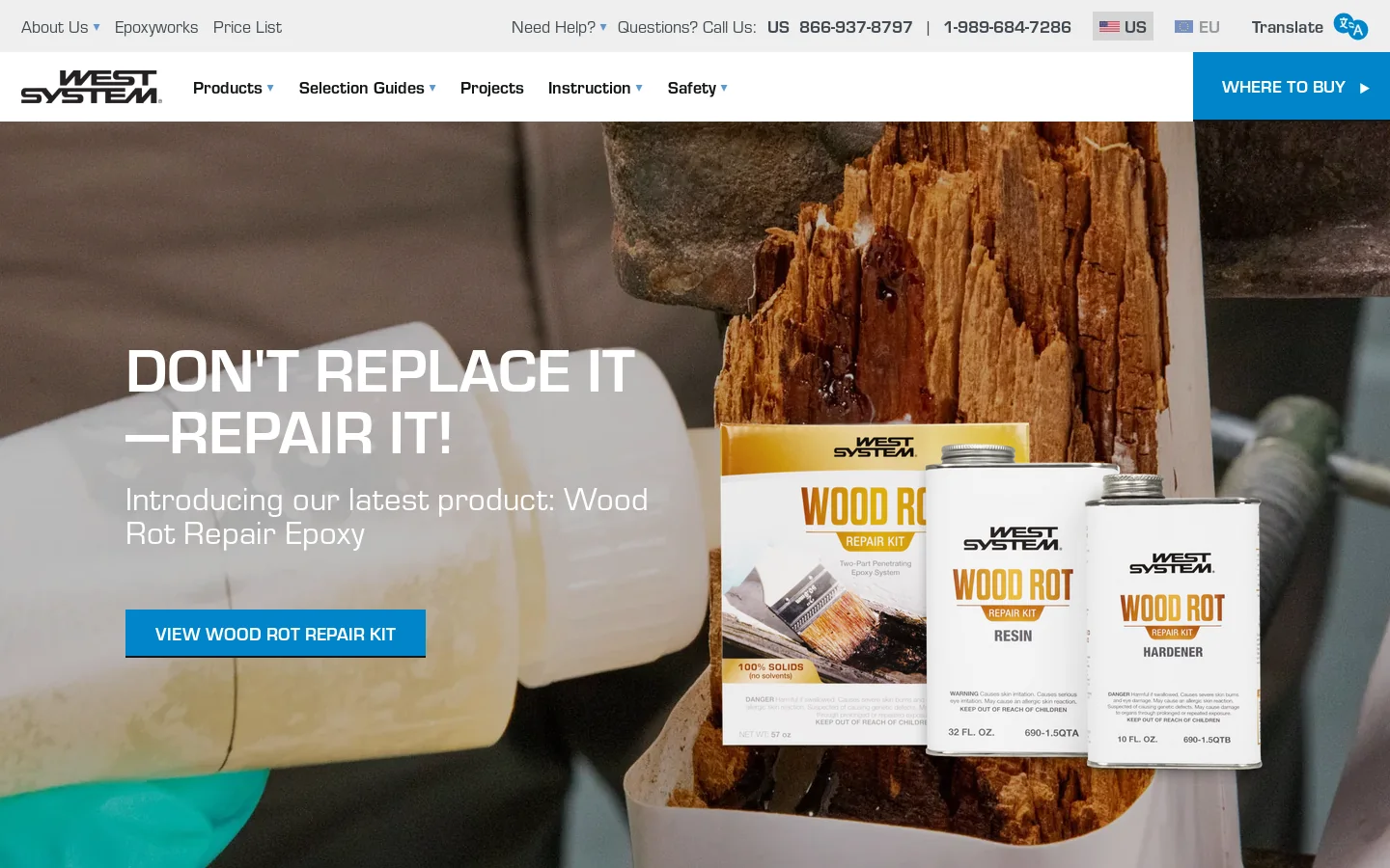 WEST SYSTEM Epoxy Homepage screenshot
