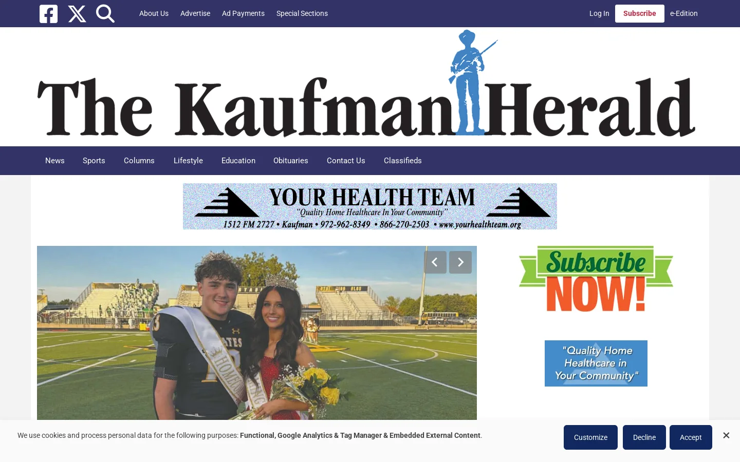 Kaufman Herald Homepage screenshot