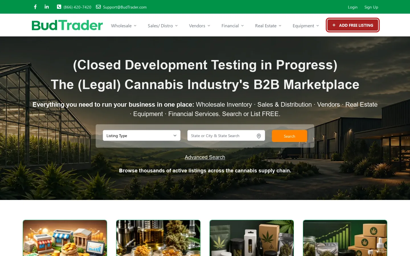 BudTrader Homepage screenshot