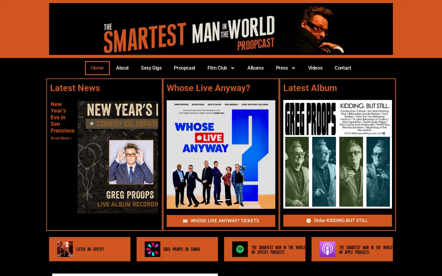 Greg Proops Homepage screenshot