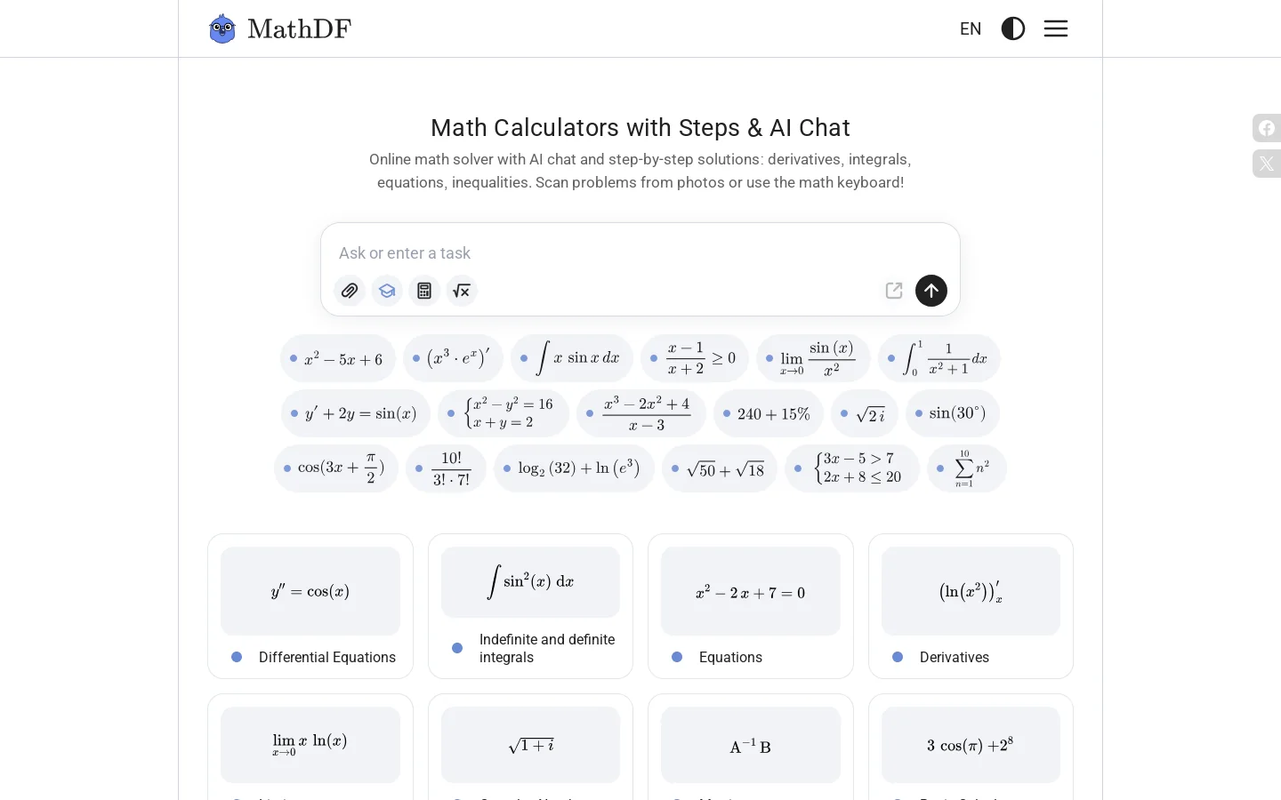 MathDF Homepage screenshot