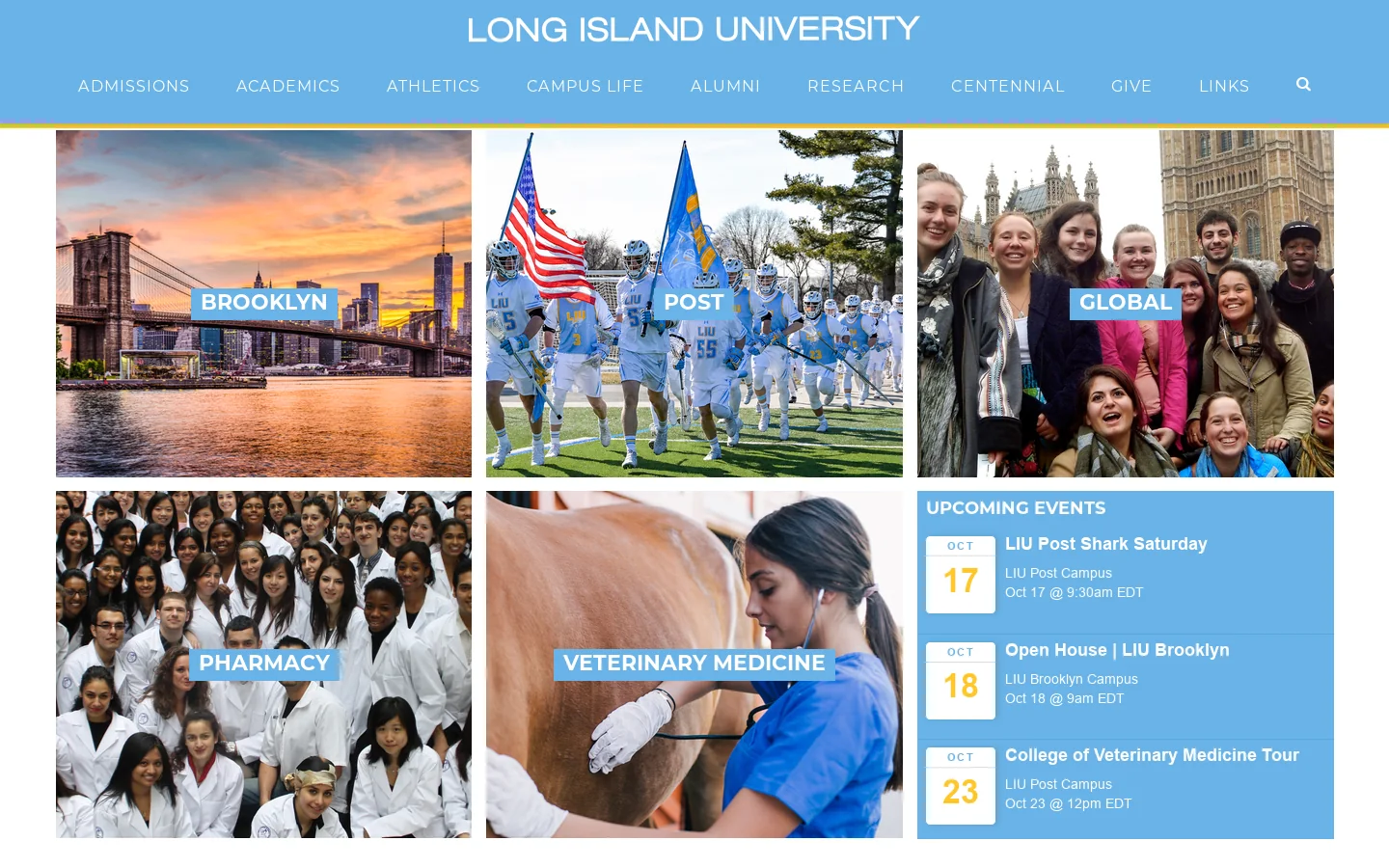Long Island University Homepage screenshot