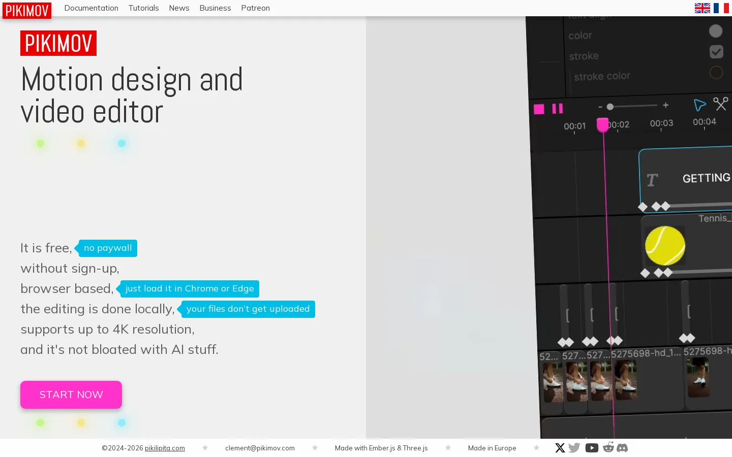 PIKIMOV ☆ Free web-based motion design and video editor Homepage screenshot