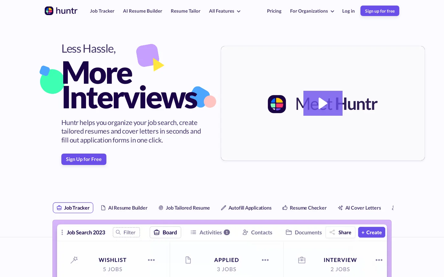 Huntr Homepage screenshot
