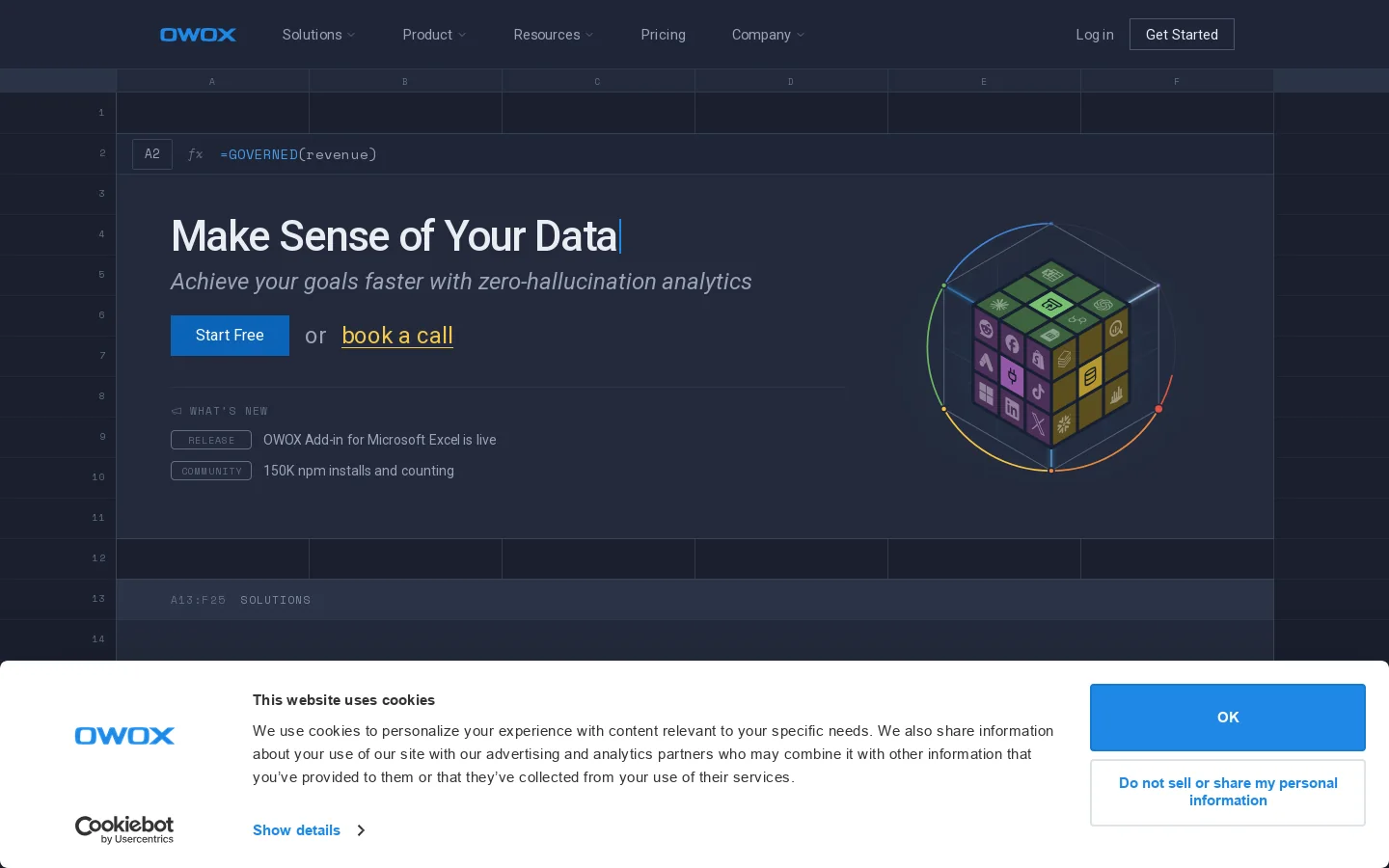 OWOX Data Marts Homepage screenshot