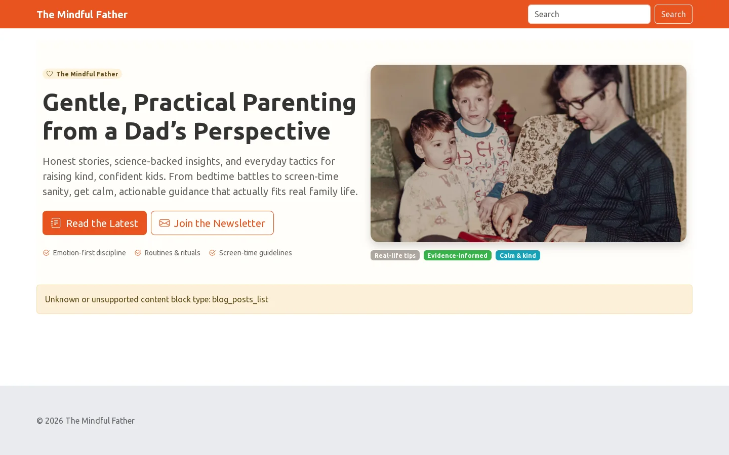 The Mindful Father Homepage screenshot