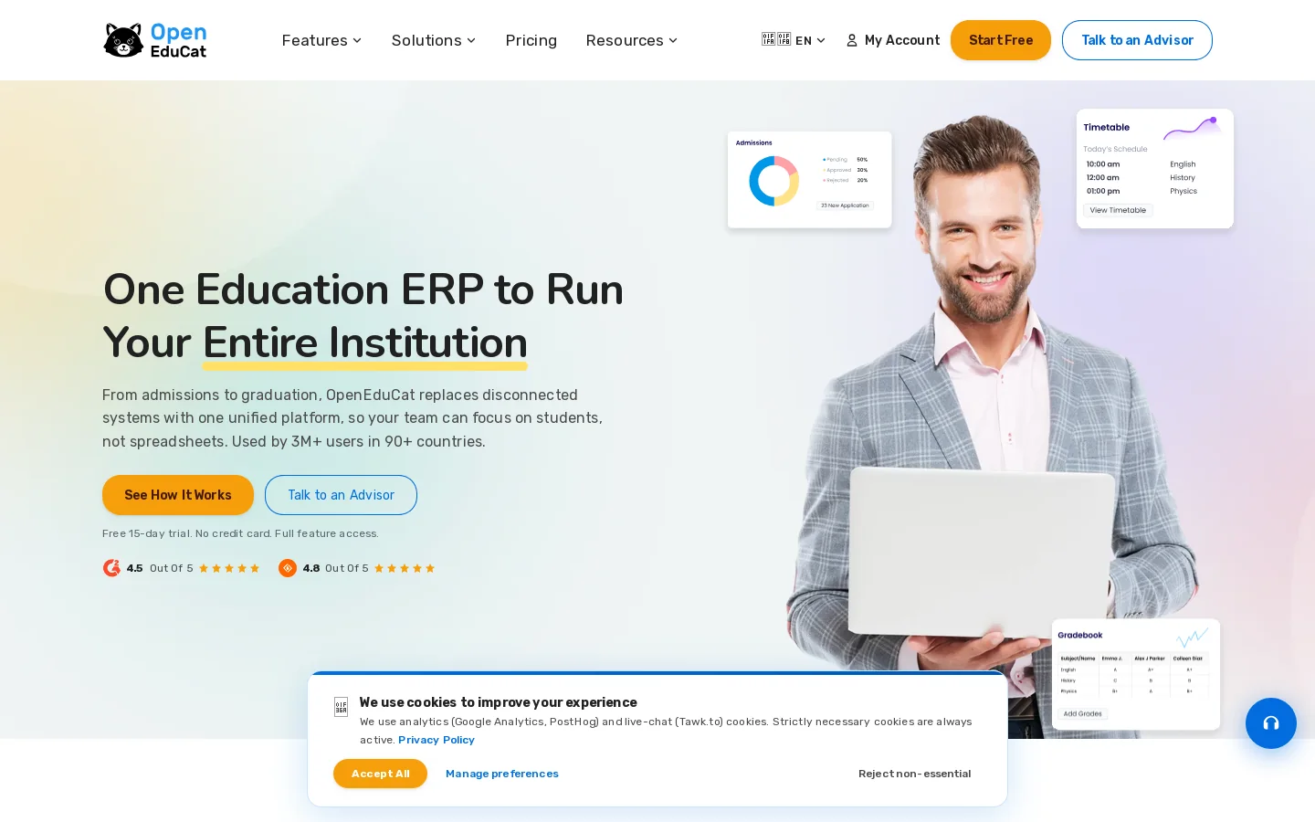 OpenEduCat Homepage screenshot