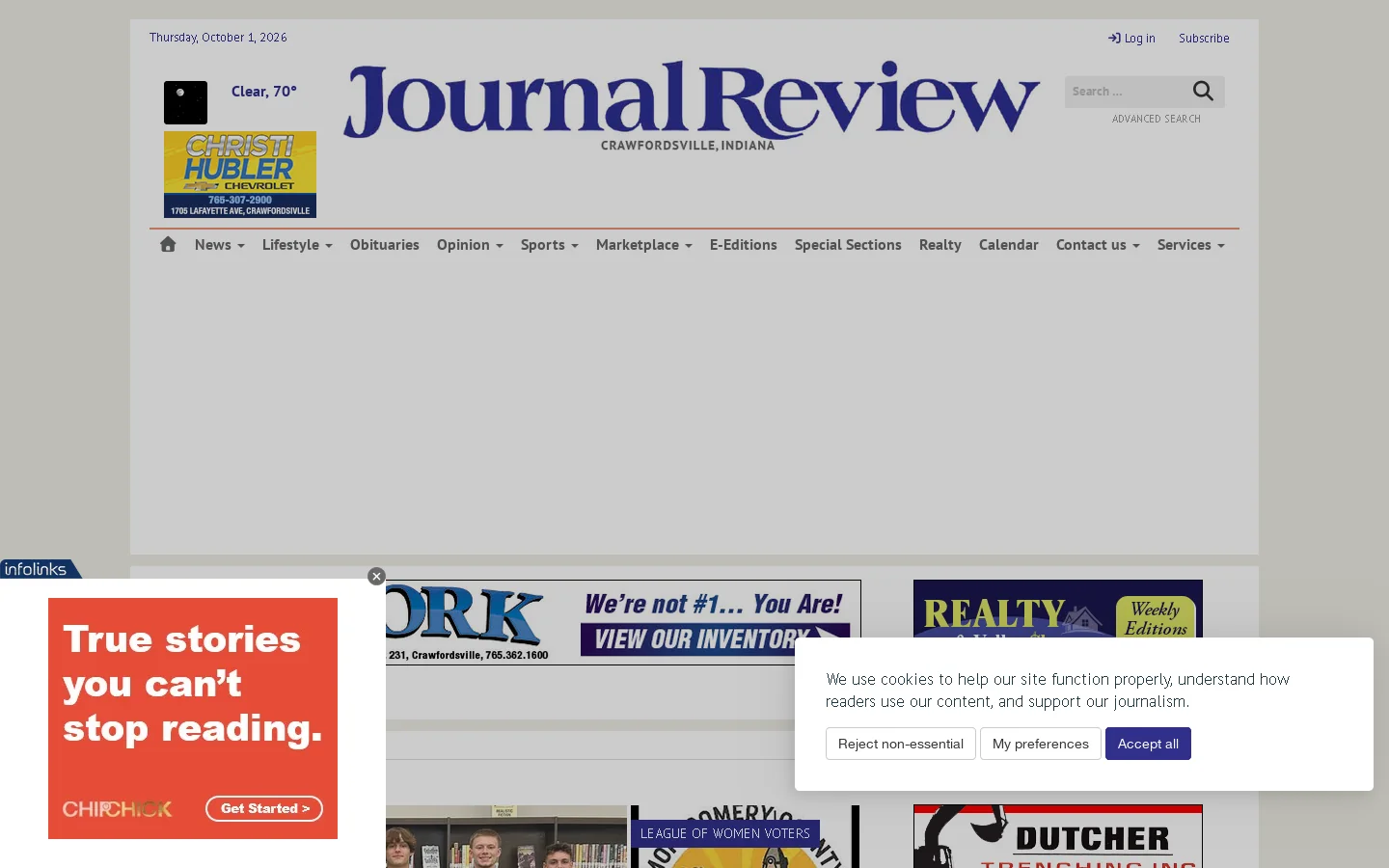 Journal Review Homepage screenshot