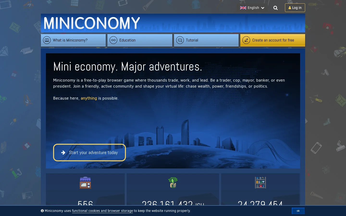 Miniconomy Homepage screenshot