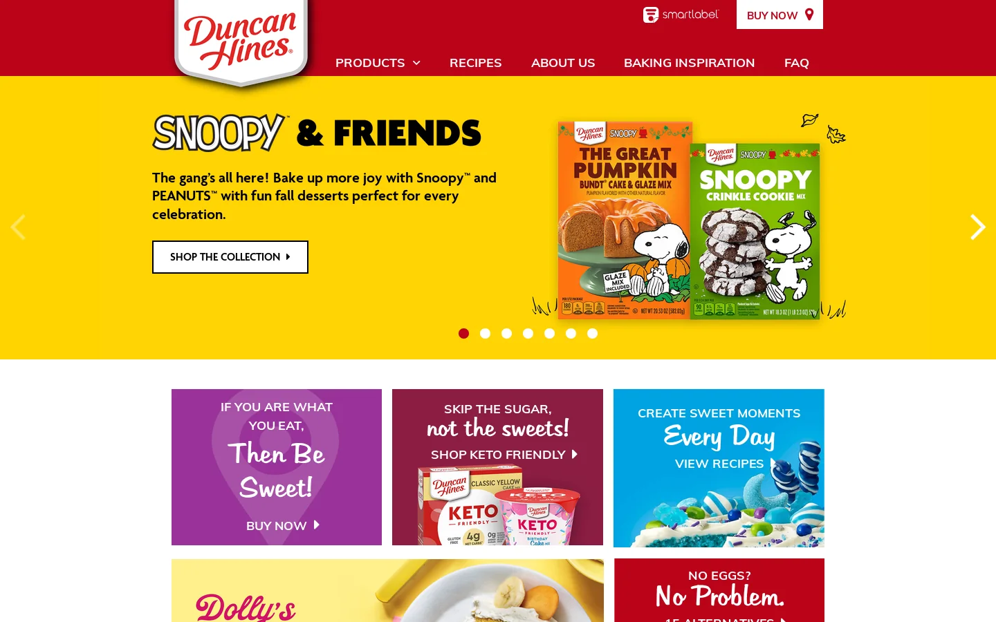 Duncan Hines Homepage screenshot