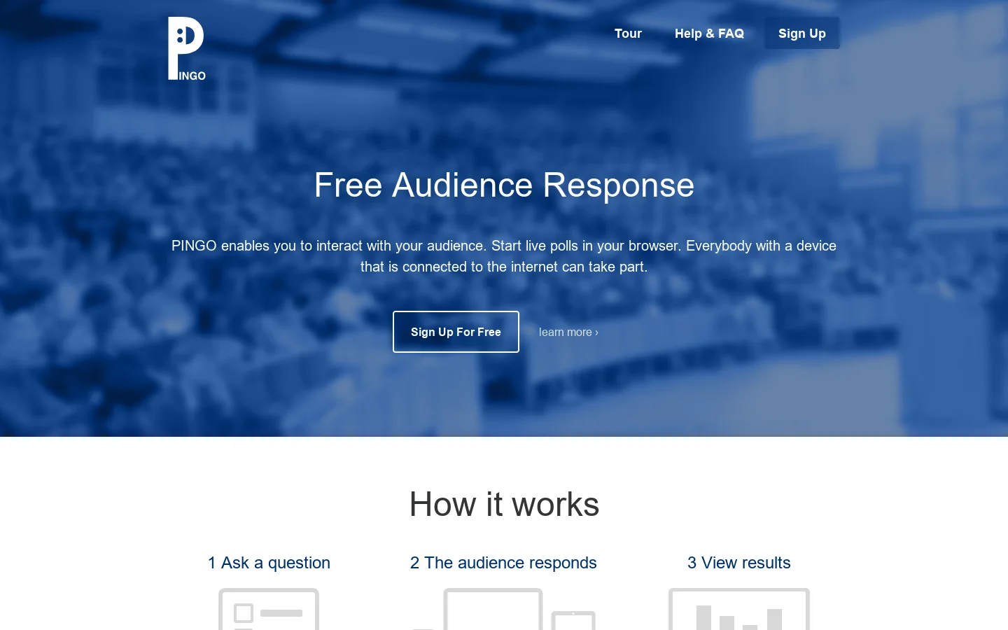 PINGO – Peer Instruction for very large Groups, Classroom-Response-System, Audience-Feedback Homepage screenshot