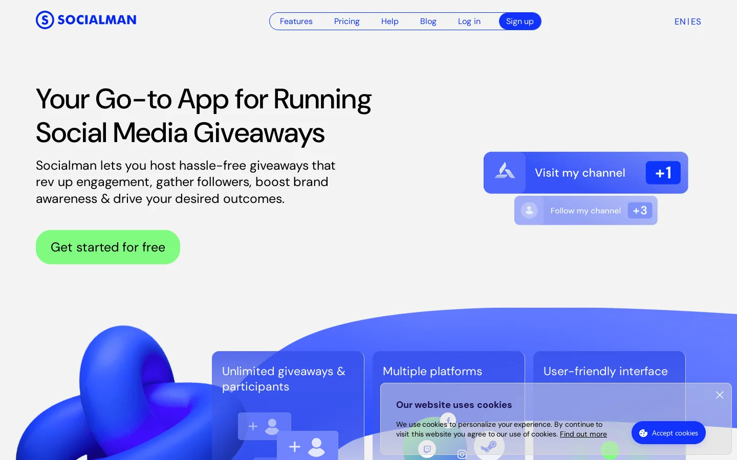 Socialman Homepage screenshot