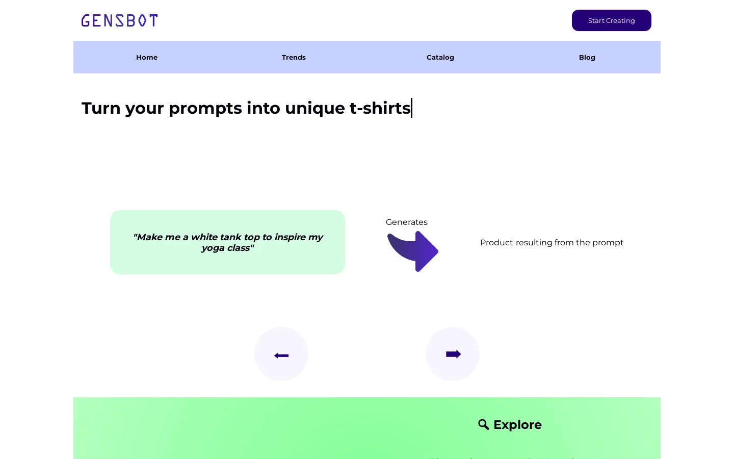 Gensbot Homepage Homepage screenshot