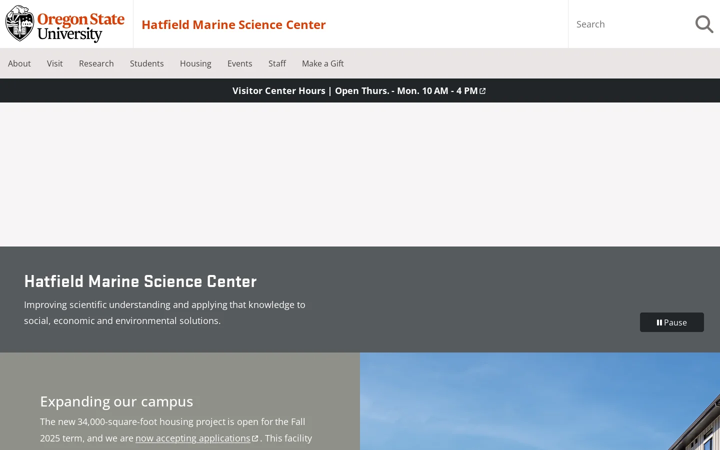 Hatfield Marine Science Center | Oregon State University Homepage screenshot