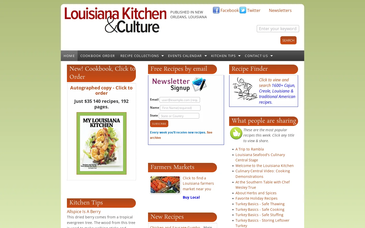 Louisiana Kitchen & Culture Homepage screenshot