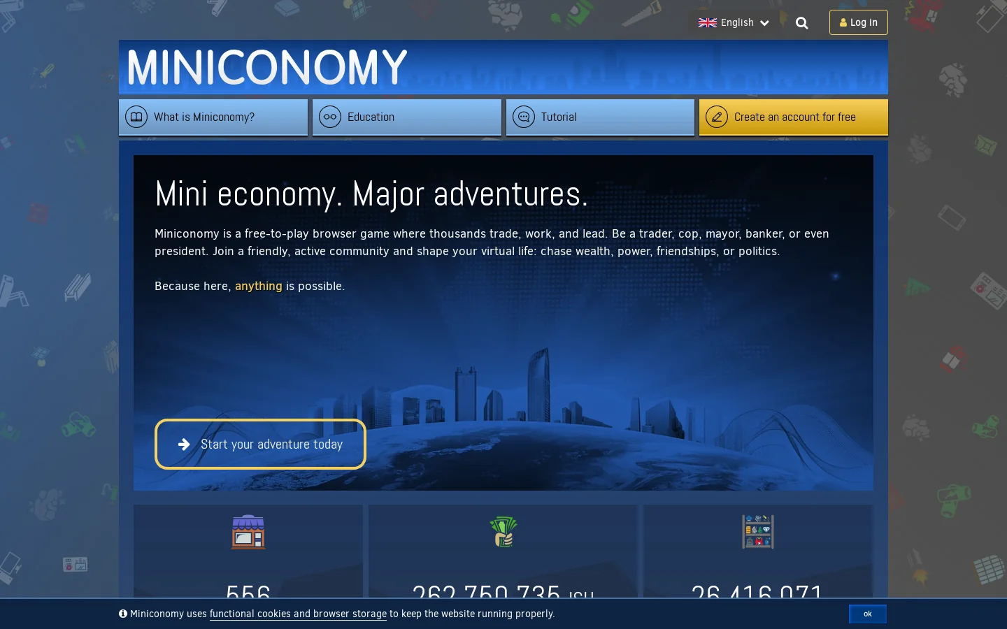 Miniconomy Homepage screenshot