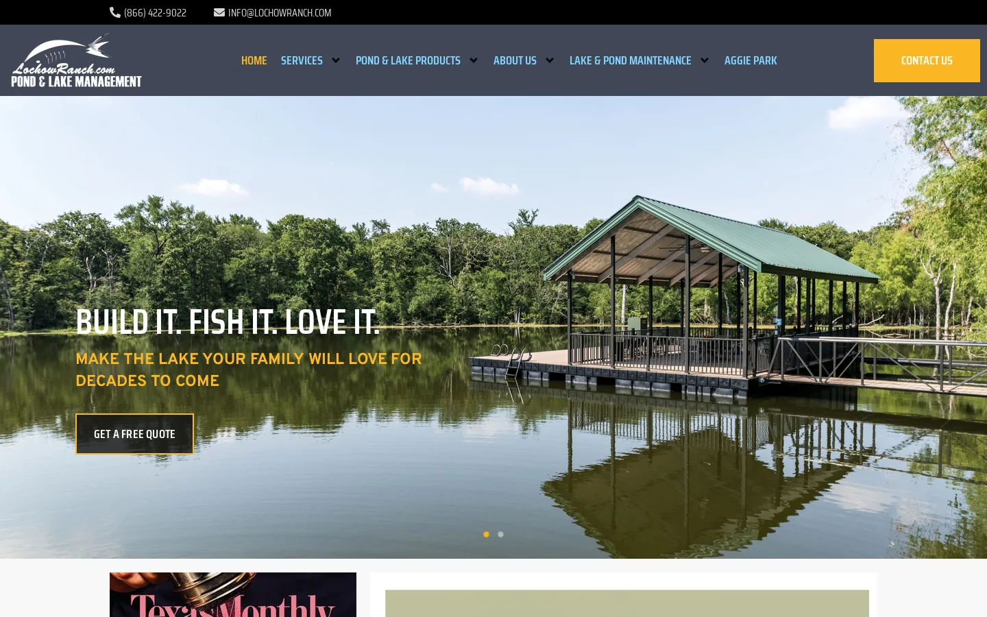 Lake & Pond Management Company in Bryan, TX | Lake Management Near Me Homepage screenshot
