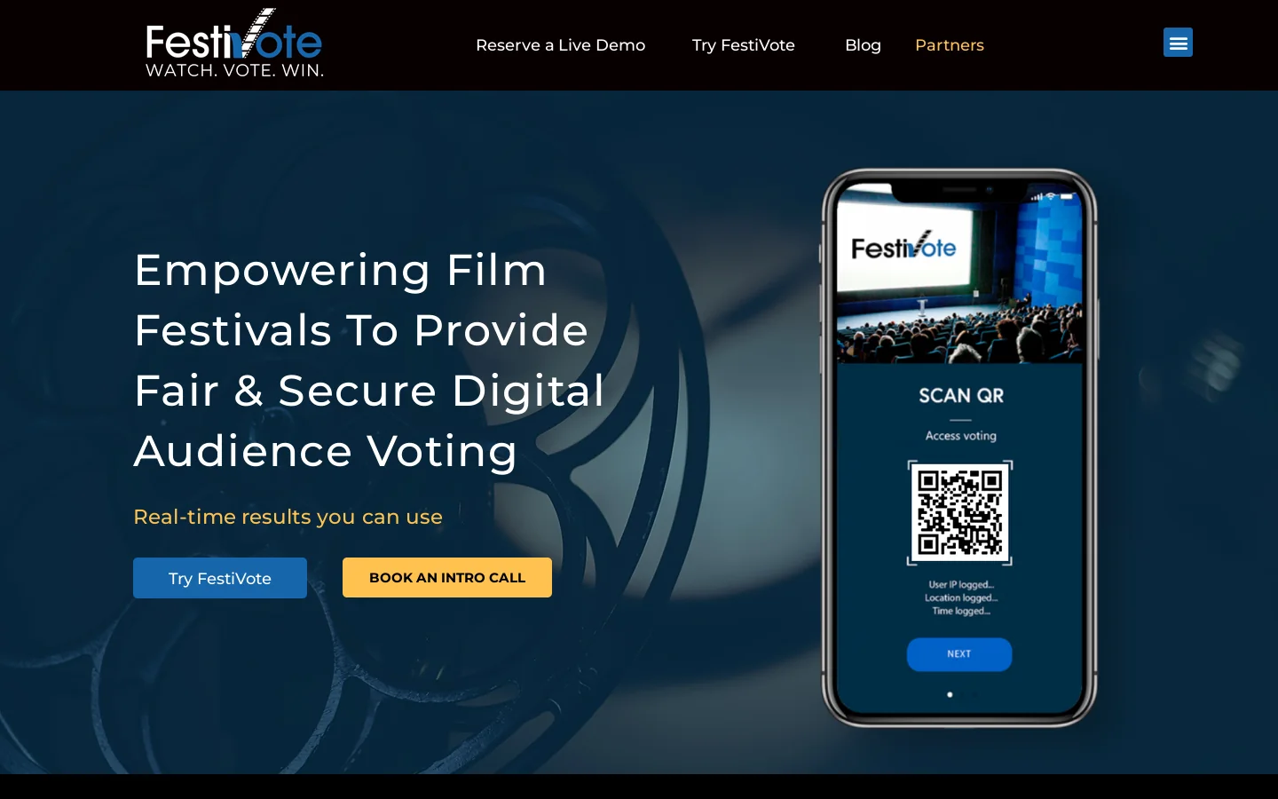 FestiVote | Jury and Audience Digital Voting for Film Festivals Homepage screenshot