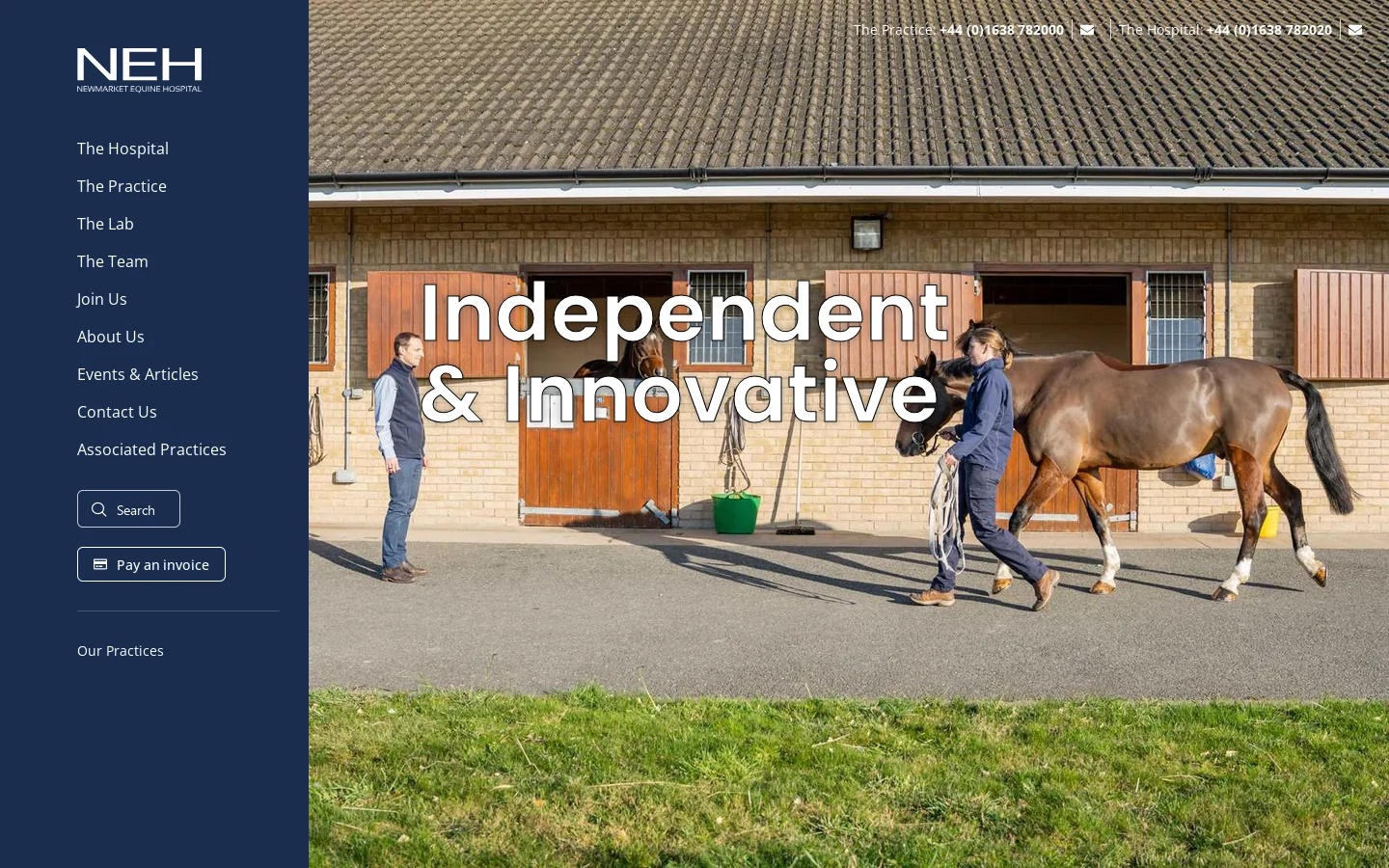 Newmarket Equine Hospital Homepage screenshot