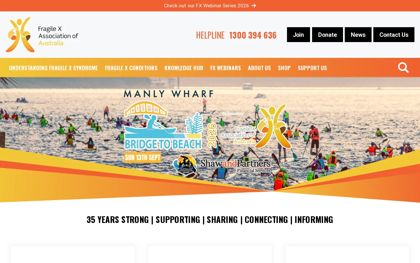Fragile X Association of Australia Homepage screenshot