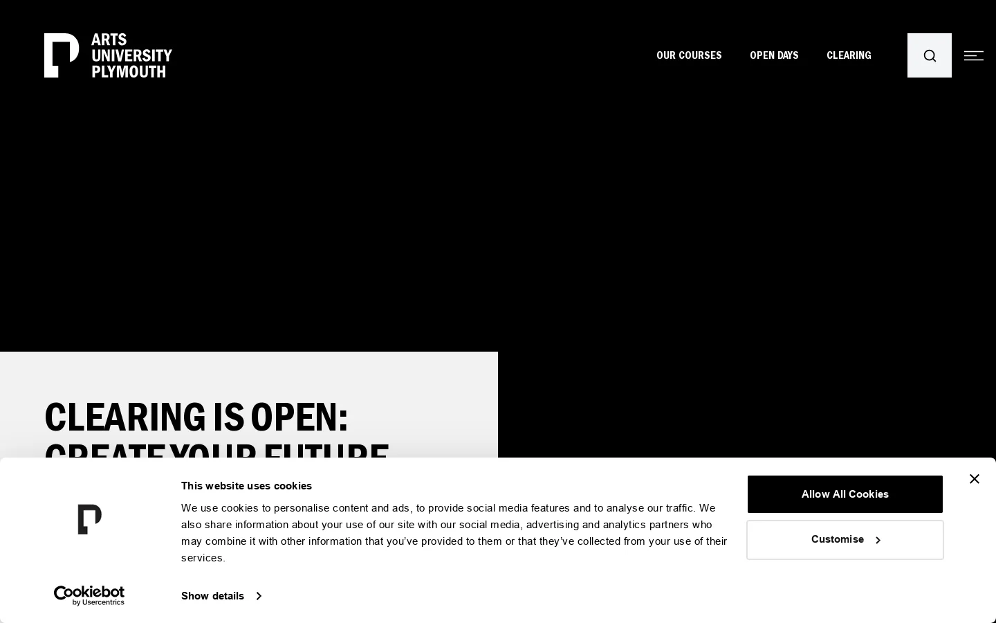 Welcome to Arts University Plymouth | Arts University Plymouth Homepage screenshot