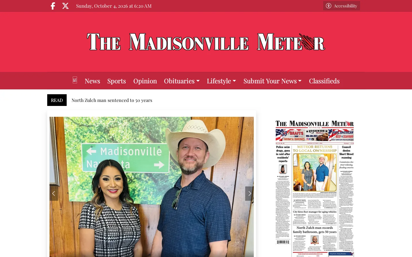 Madisonville Meteor Homepage screenshot