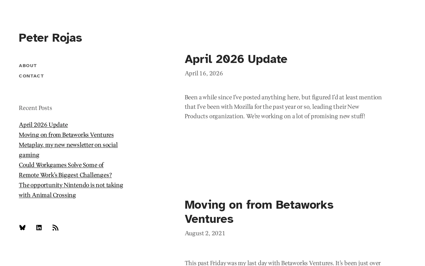 Peter Rojas Homepage screenshot