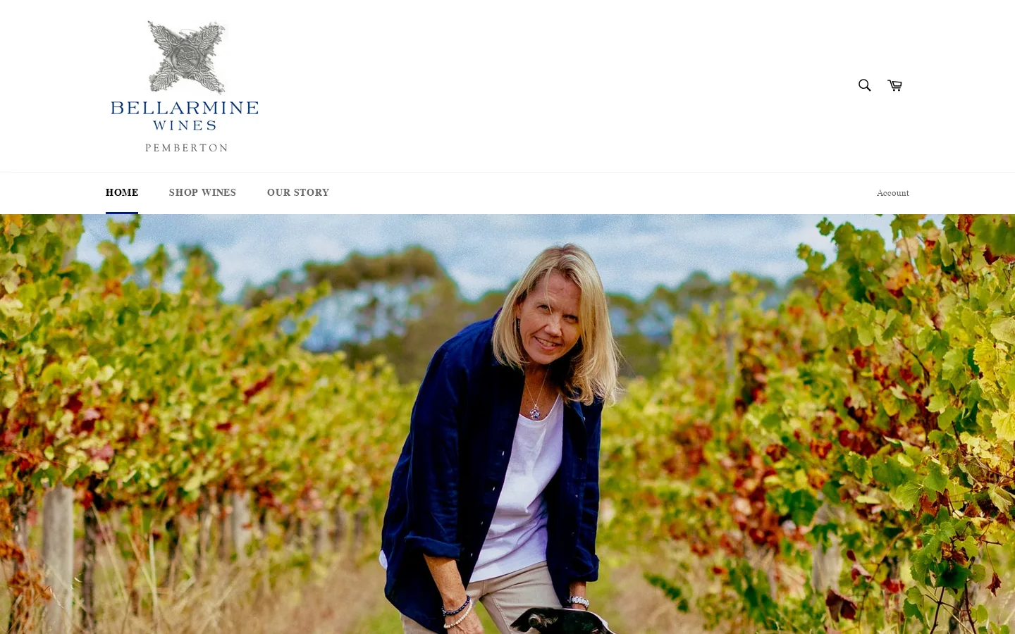Bellarmine Wines, Pemberton, Western Australia Homepage screenshot