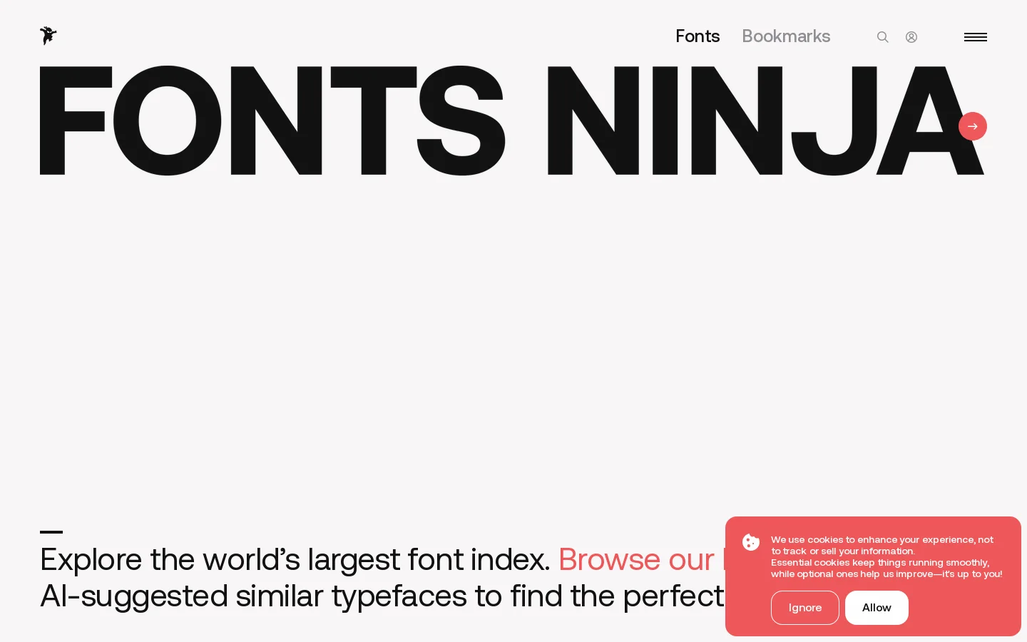 Fonts Ninja Homepage screenshot