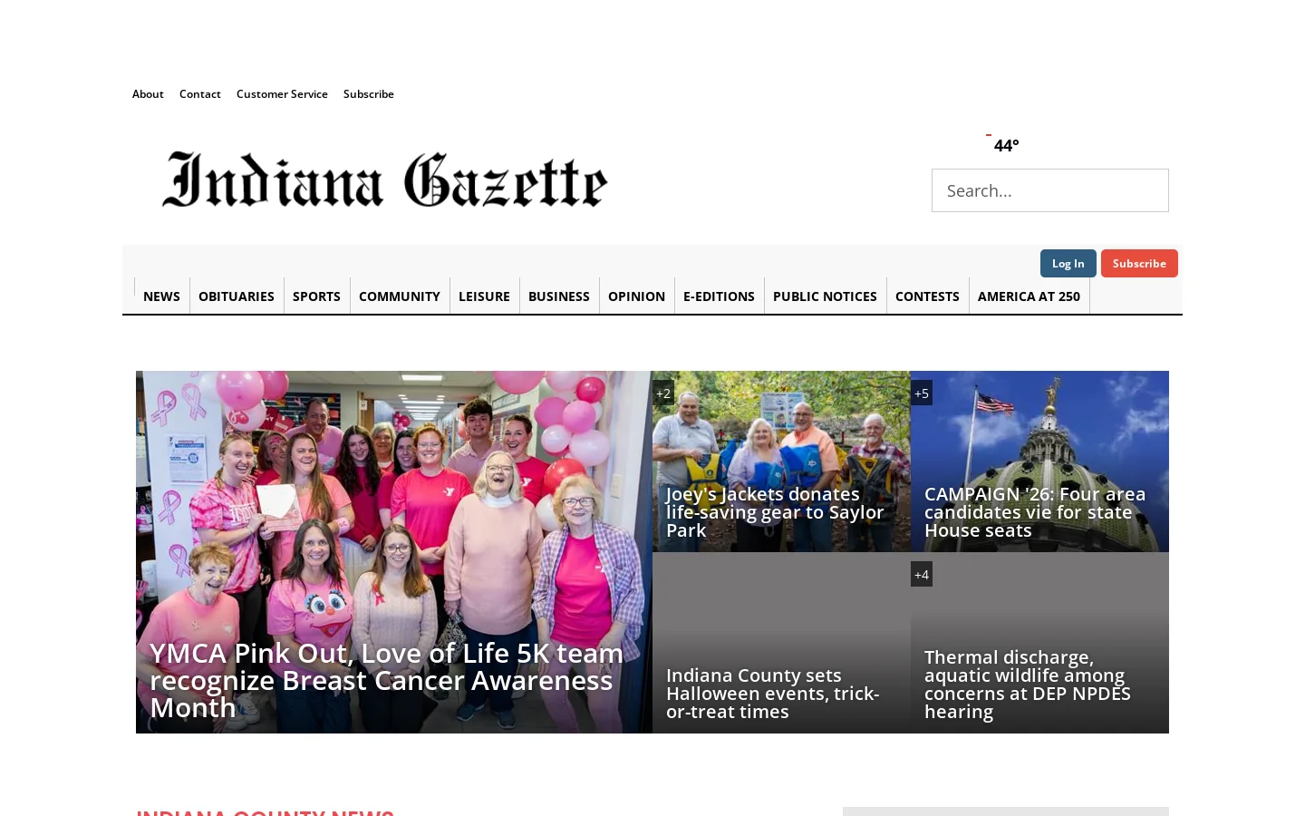 indianagazette.com Homepage screenshot