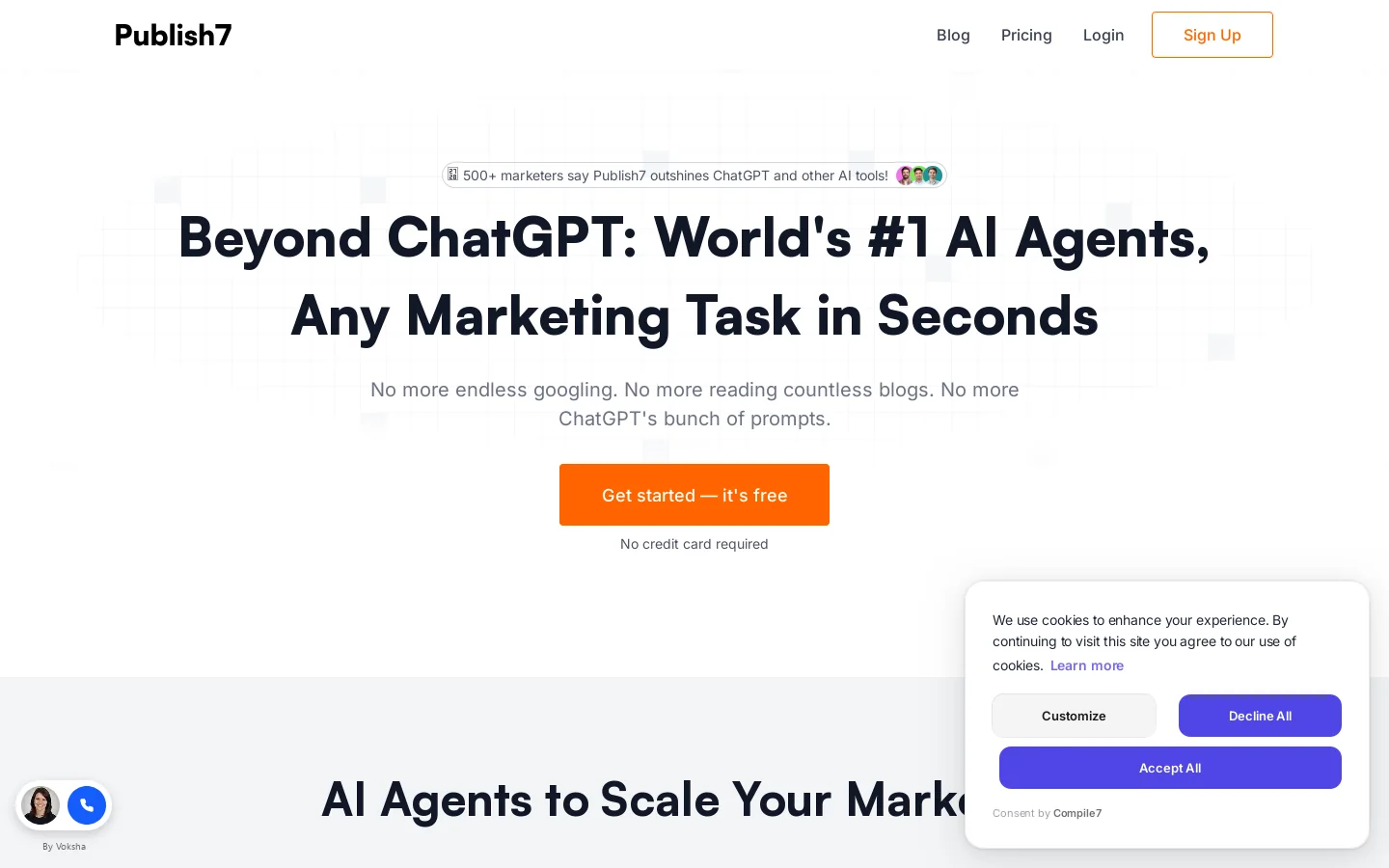 Publish7 Homepage screenshot