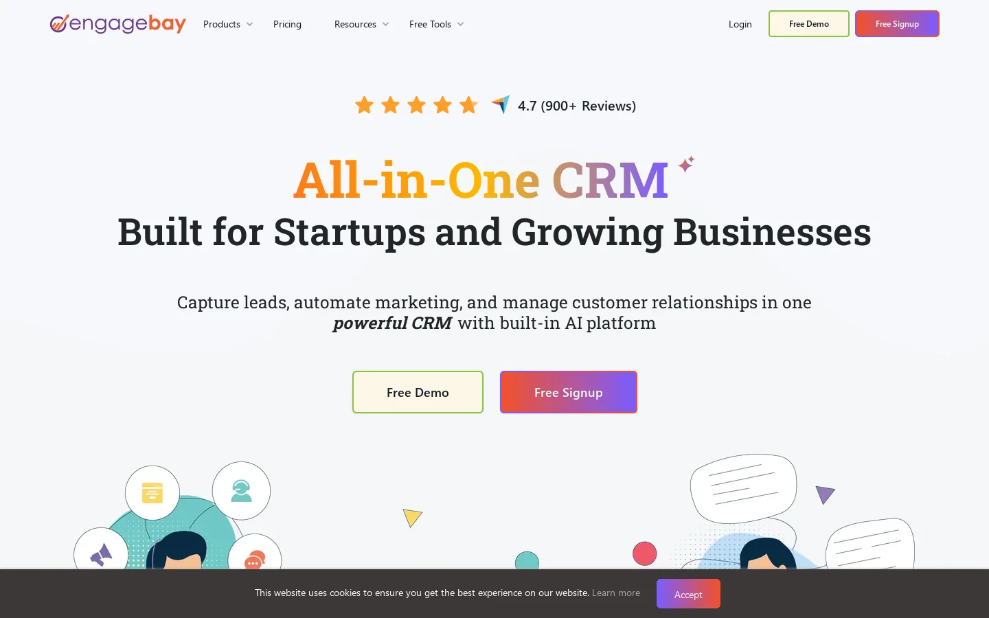 EngageBay Homepage screenshot